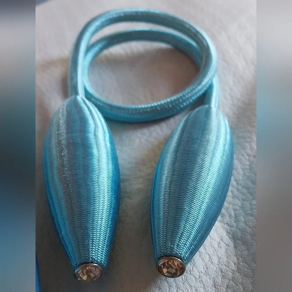 Satin Curtain Tie Backs, Ocean Blue, Set of 2